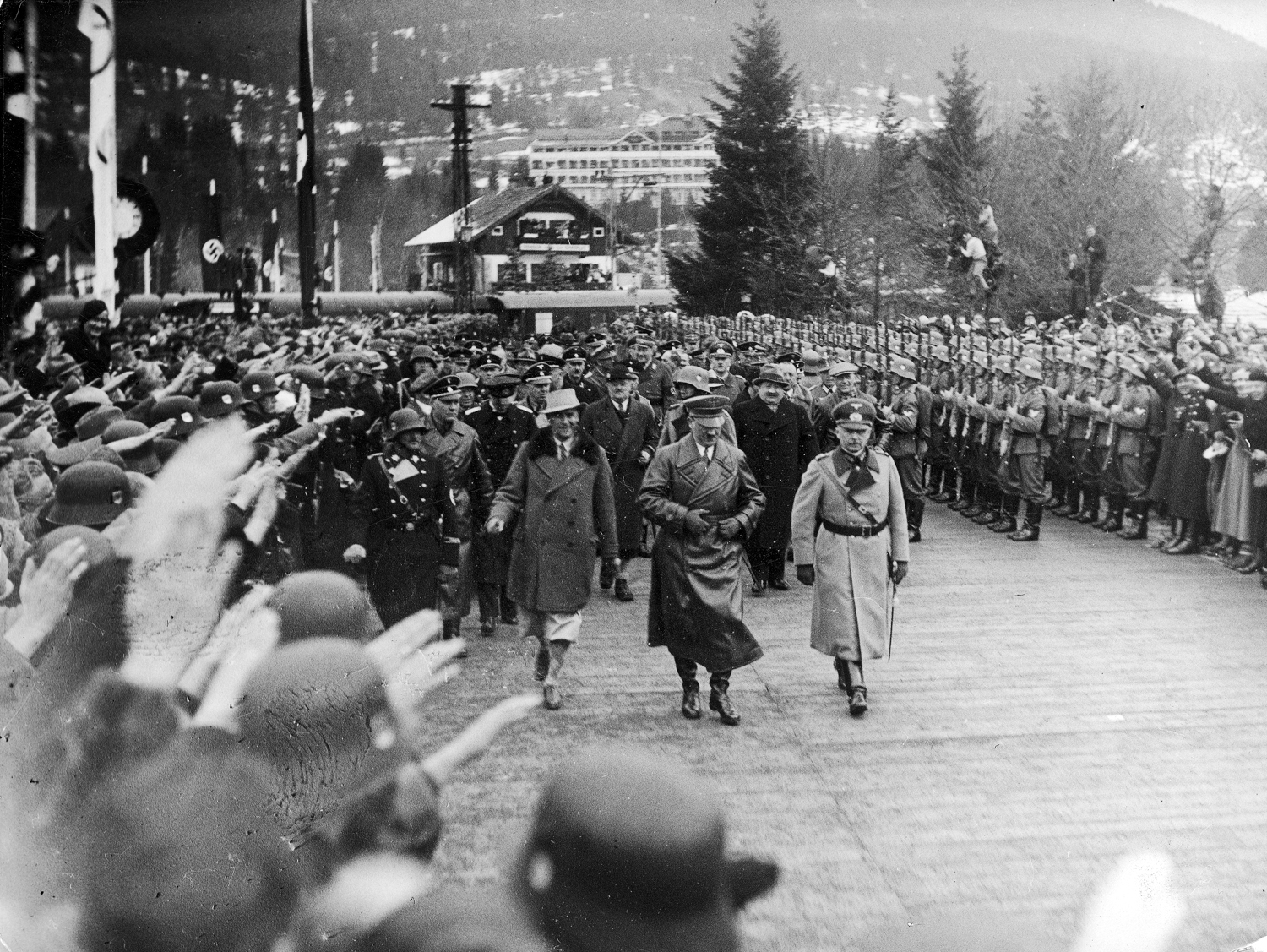 Adolf Hitler arrives for the closing ceremony of the Winter Olympic games in Garmisch-Partenkirchen